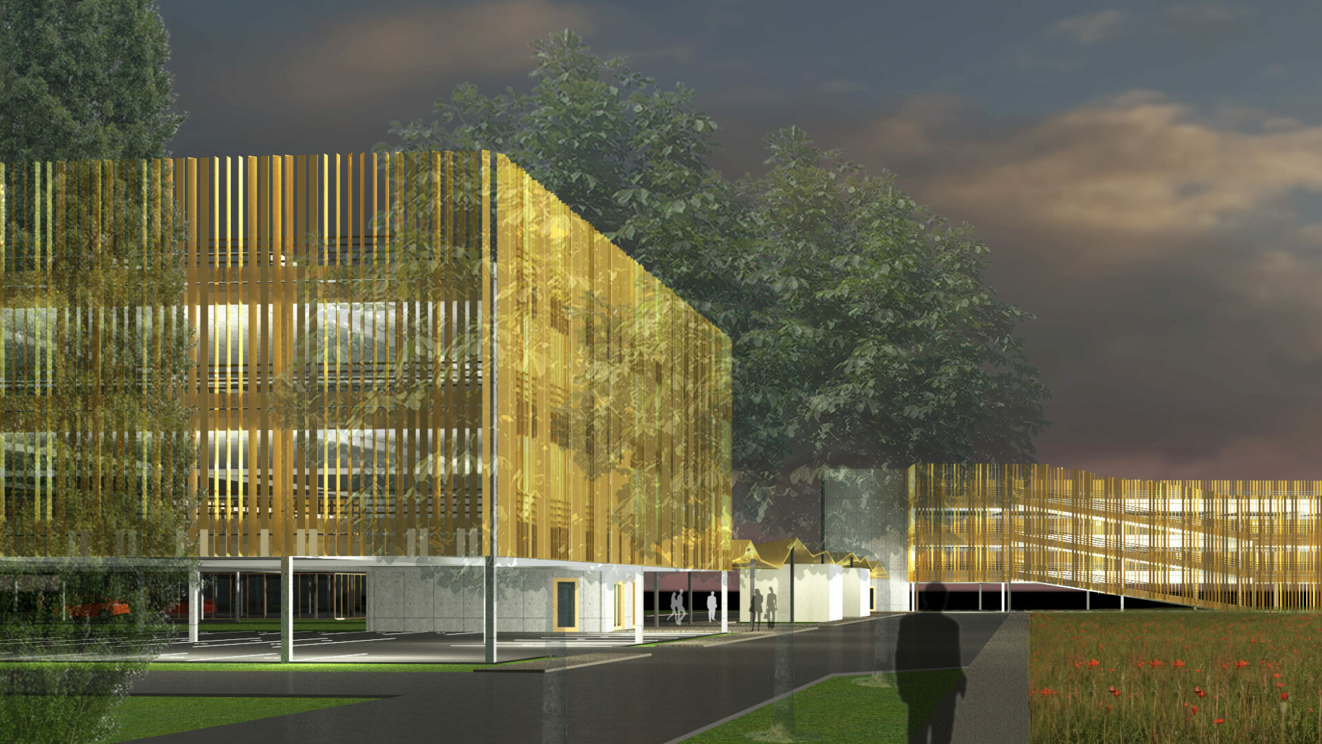 projet de parking, vue de nuit- Mesnil-Amelot